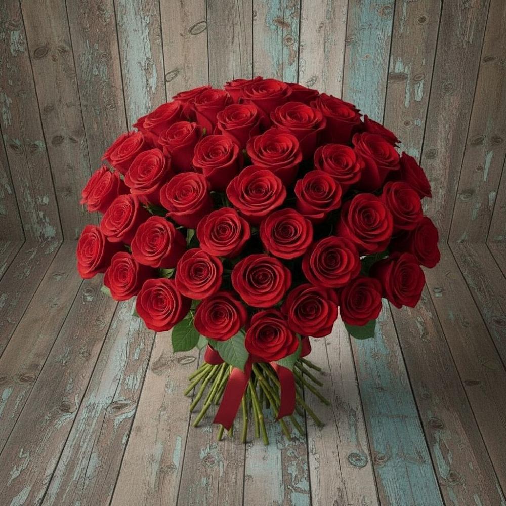 Букет 55 Красных роз Фридом в Кунашак