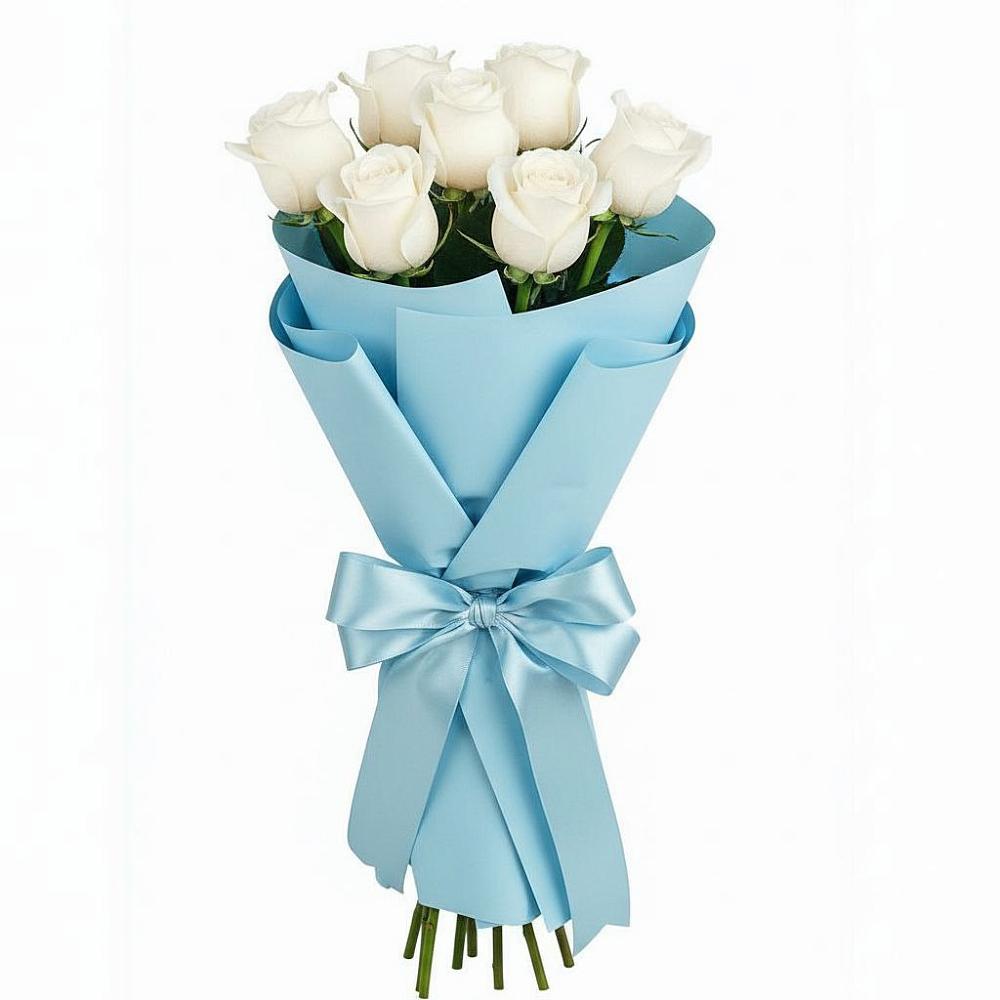Букет 7 белых роз Проуд в Кунашак