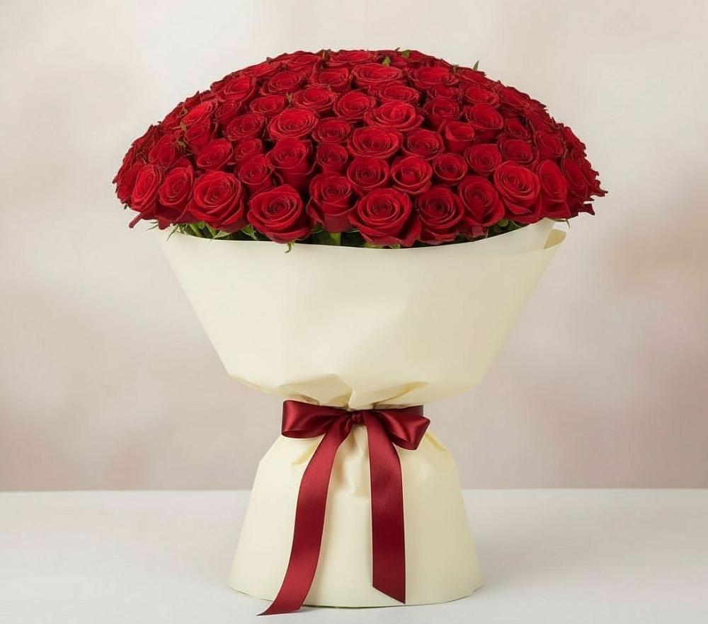 Букет 101 Красная роза Милано в Кунашак
