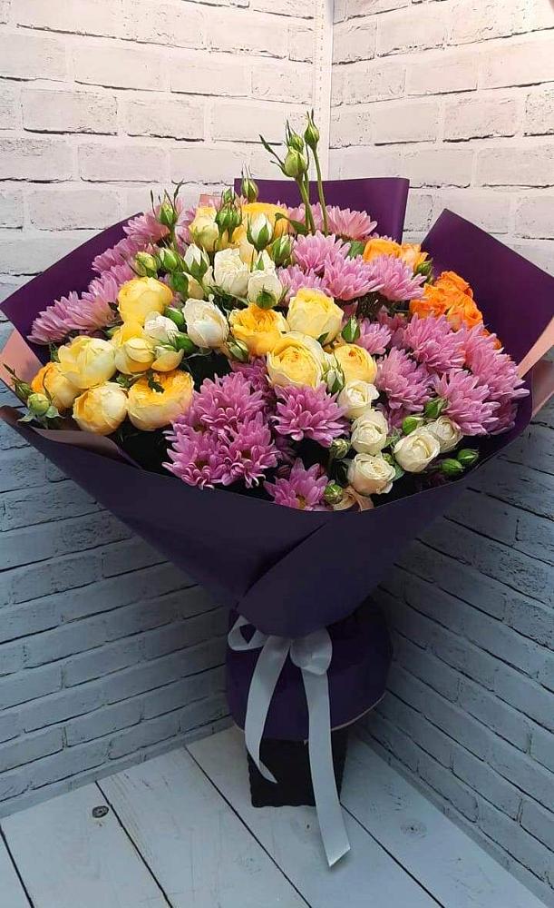 Букет цветов из: Хризантемы и Розы в Кунашак
