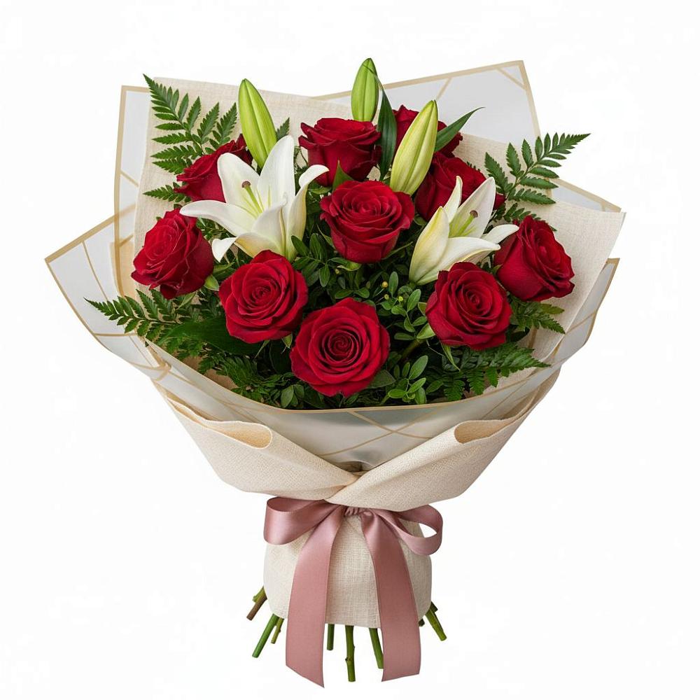 Букет цветов из: Лилии и Розы в Кунашак