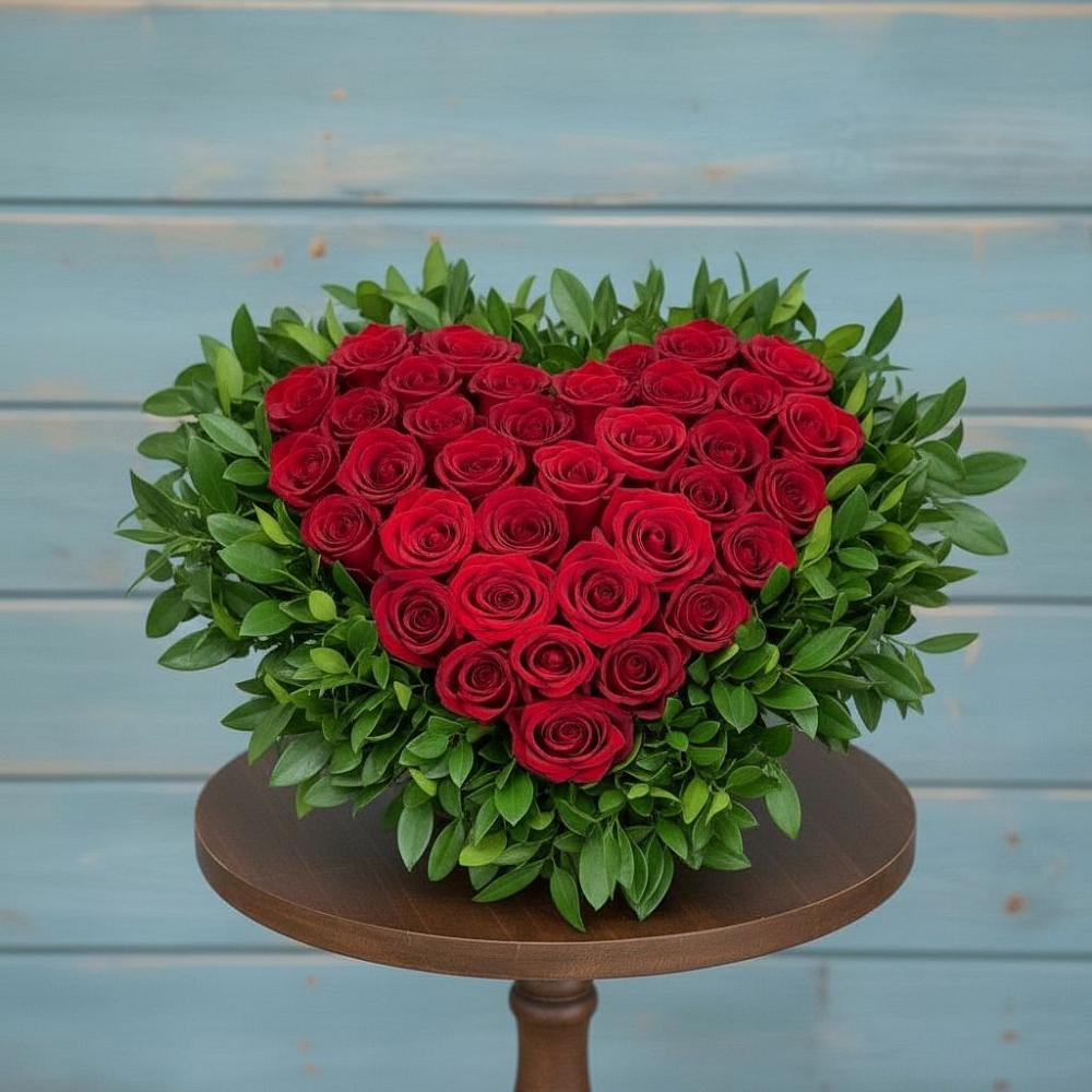 Цветочная композиция из Розы в виде сердца в Кунашак