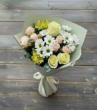 Букет цветов из:  Альстромерии, Розы и Хризантемы в Кунашак