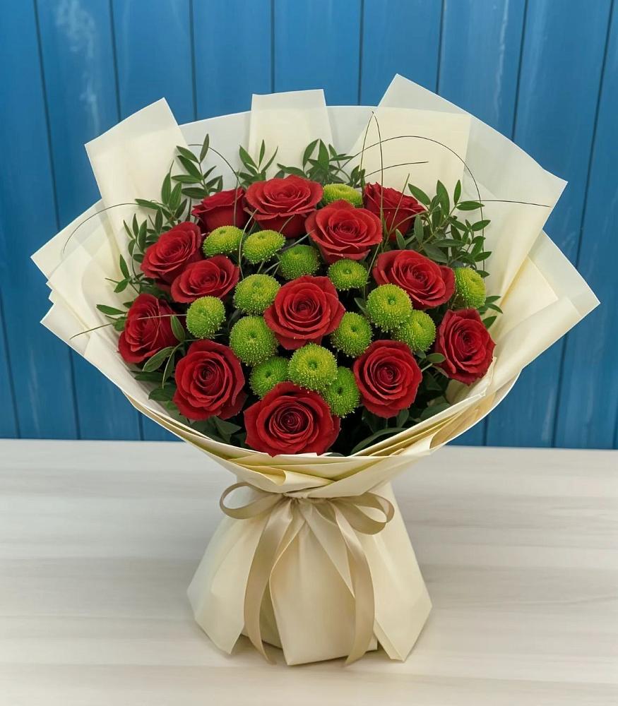 Букет цветов из: Розы и Хризантемы в Кунашак