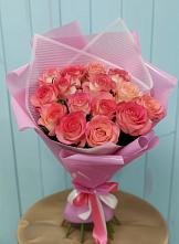 Букет 15 Розовых роз Равель в Кунашак