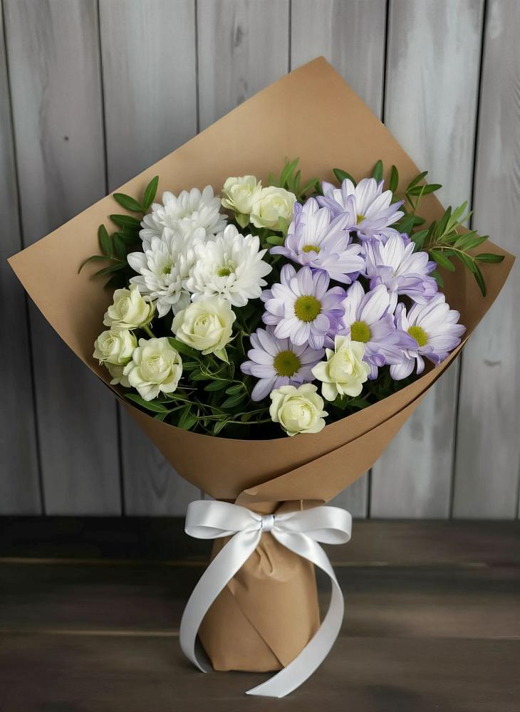 Букет цветов из: Хризантемы и Розы в Кунашак